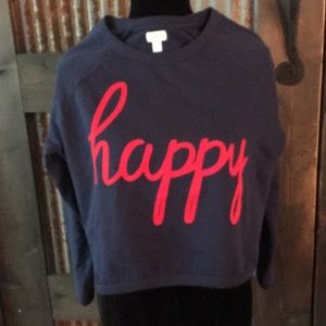 Girls Gymboree crop Sweatshirt new sz 10-12. Navy with red